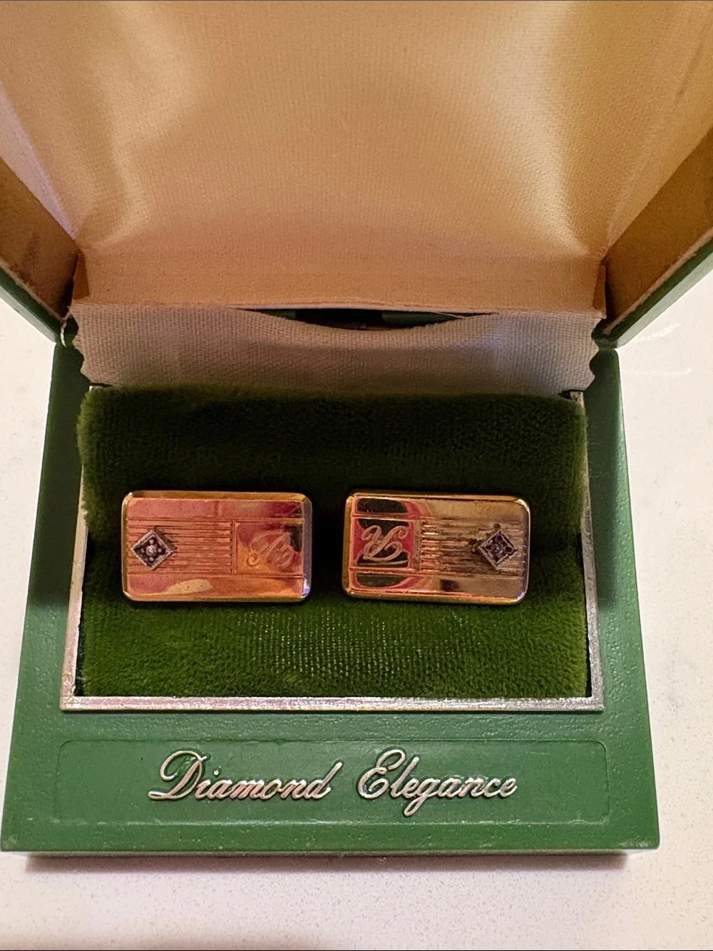 Gold and Black Rectangular Cufflinks